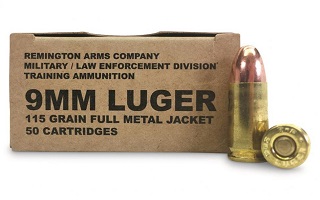 Remington Military Law Enforcement Training Ammo 9mm 115gr FMJ (50)