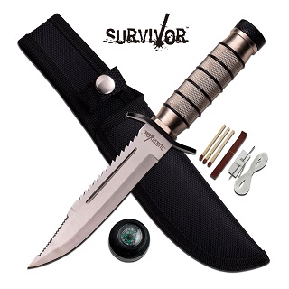 Survivor Fixed Blade Knife (Silver Survival)