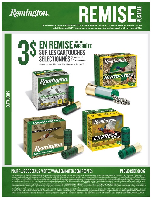 RABAIS POSTAL CARTOUCHES REMINGTON