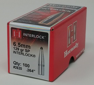 Hornady - .264 129gr SP Interlock (6.5mm)