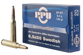 PPU PRVI Rifle Ammo 6.5x55 Swedish 139gr SP