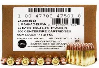 Remington 9MM Luger 115gr FMJ UMC Bulk Pack