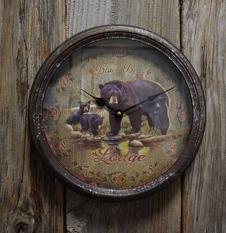 Rivers Edge Clock - Black Bear Lodge