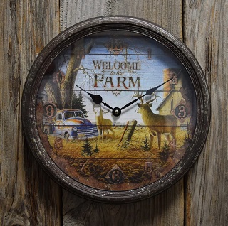 Rivers Edge Clock - Deer Scene (Rusted)